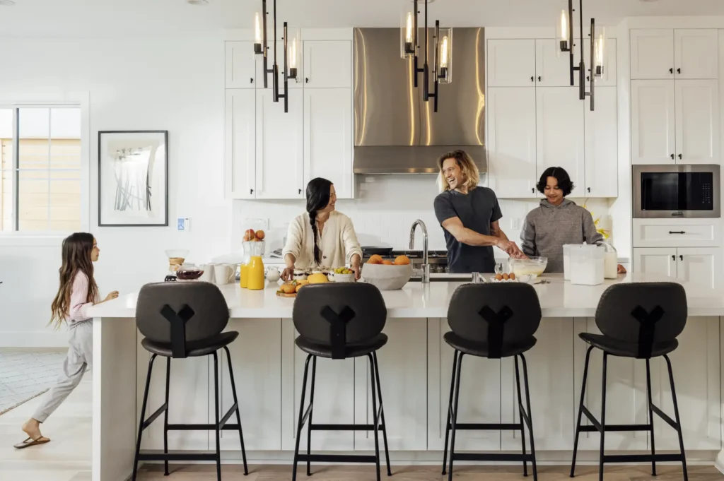 happy family cooking in the kitchen