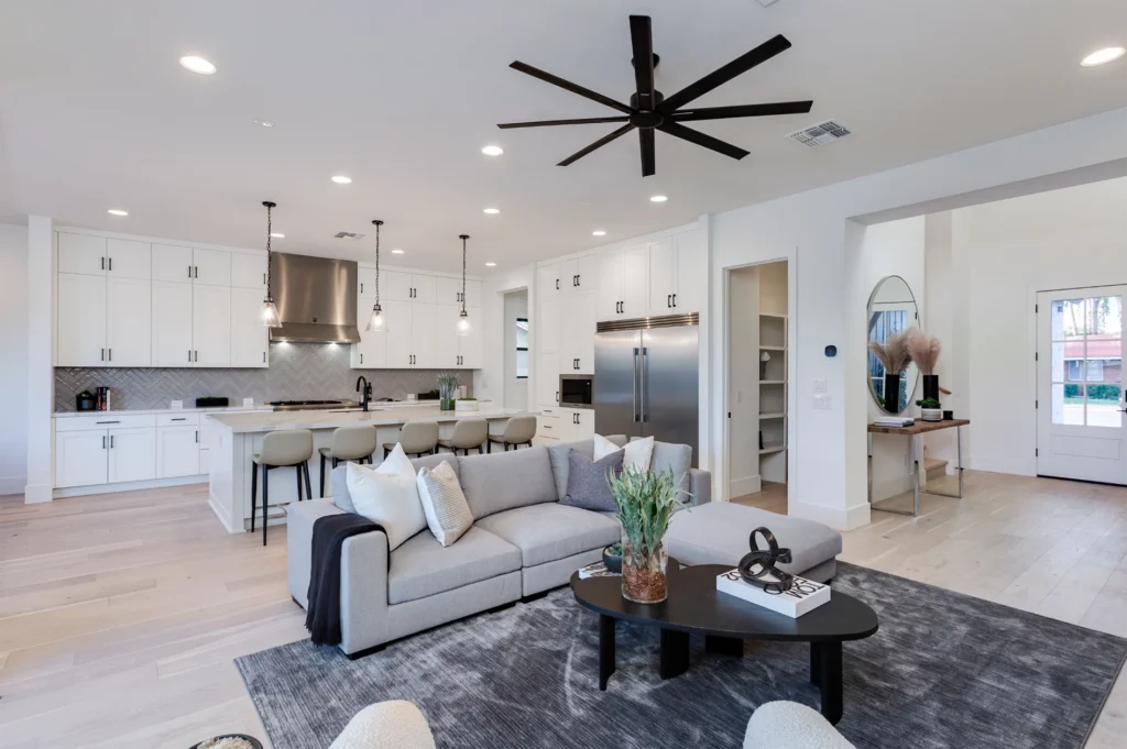 Arcadia Lite Farmhouse Style open living room, kitchen, entry way