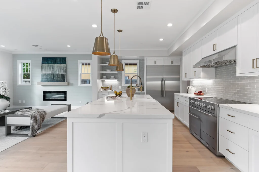 Menlo Park Cottage Style kitchen island, range, fridge