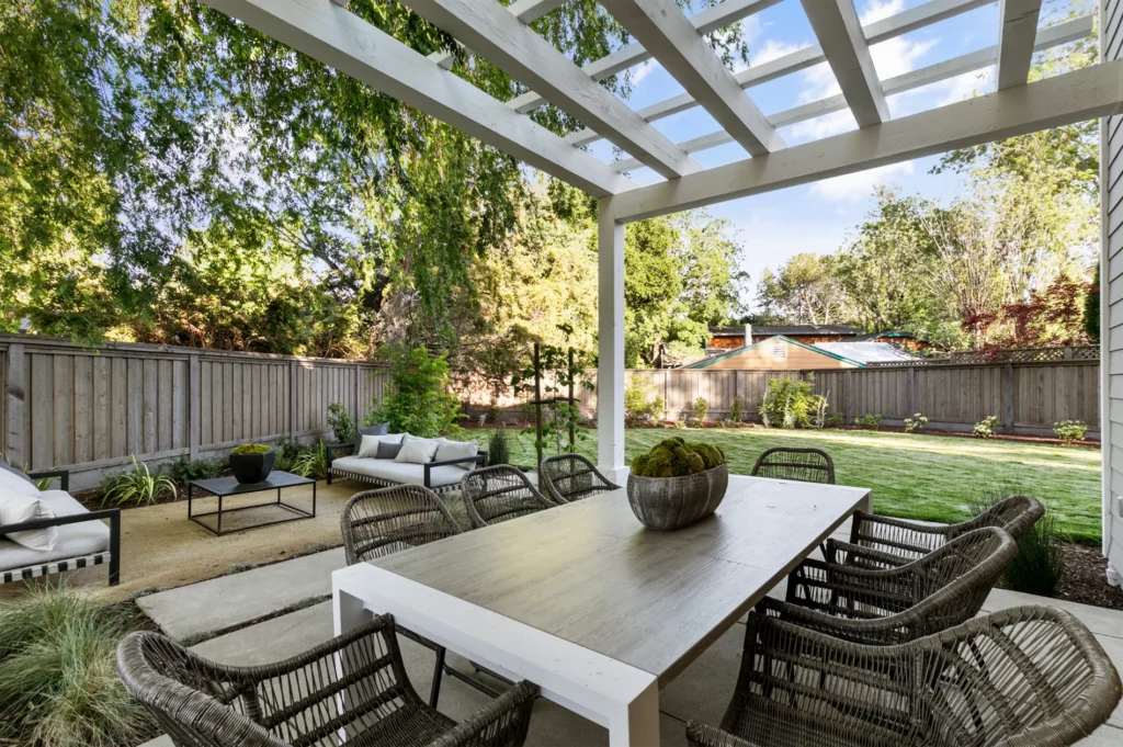Menlo Park Traditional Home Pergola Patio