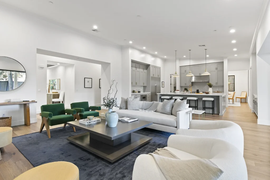 Atherton Single Story Farmhouse living room