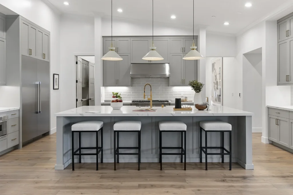Atherton Single Story Farmhouse kitchen with island