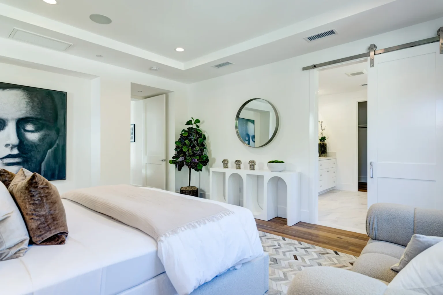 Hollywood custom home master bedroom and bathroom
