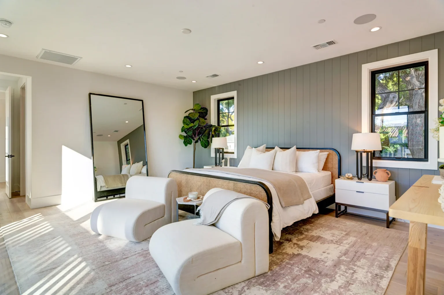 Manhattan Beach Custom Master bed with couches