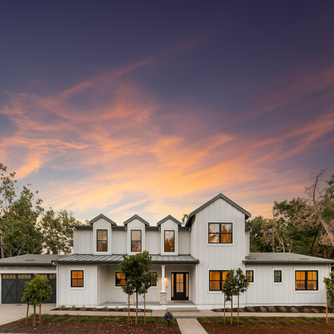 Exterior of modern farmhouse TJH home in Northern California