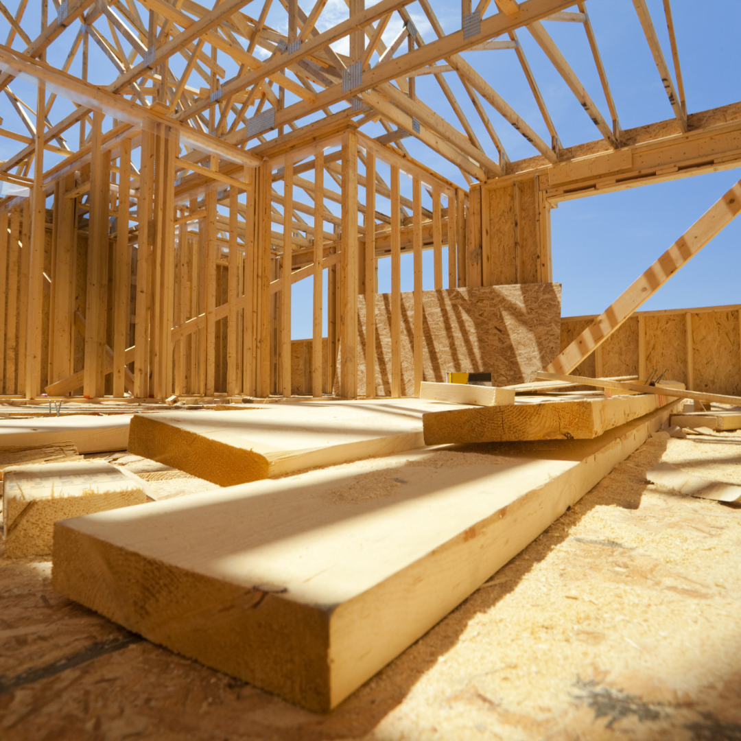 Interior of TJH home under construction in the framing phase