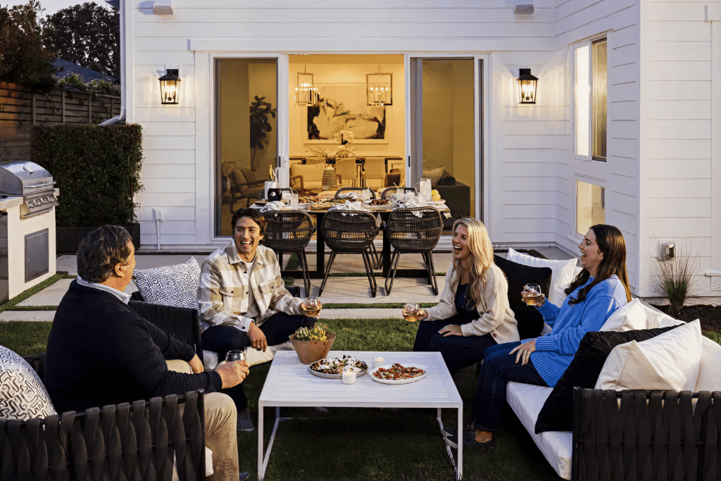 People enjoying outdoor patio