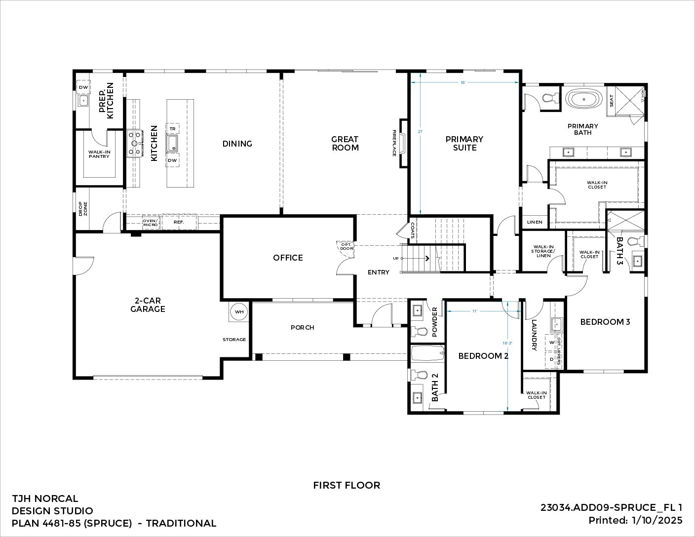 Northern California – Spruce – Traditional — First Floor