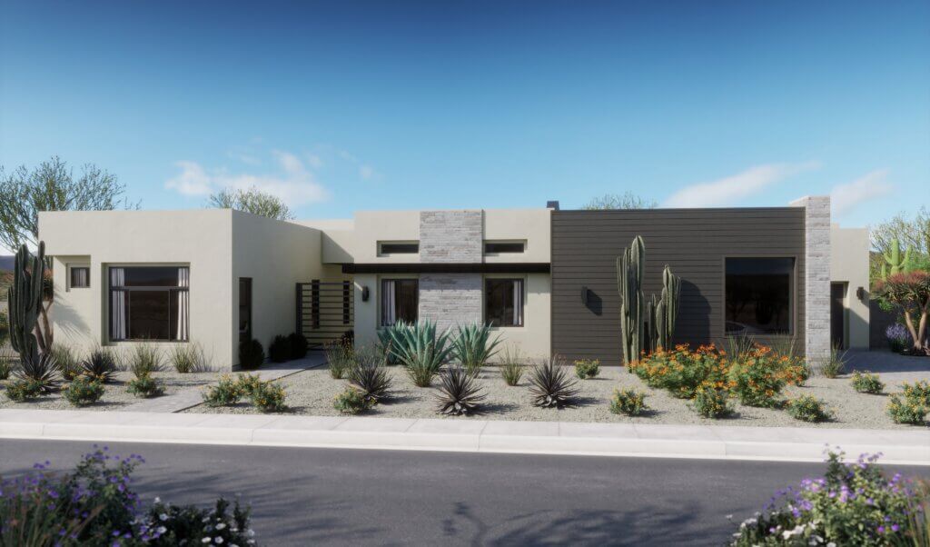 Thomas James Homes Arizona Desert Willow floorplan with a Desert Contemporary exterior style