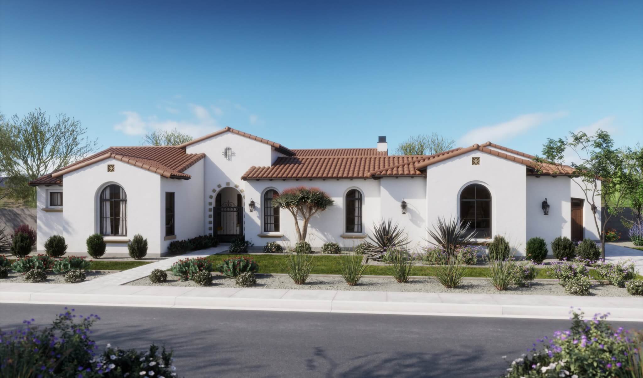 Thomas James Homes Arizona Desert Willow floorplan with a Santa Barbara exterior style