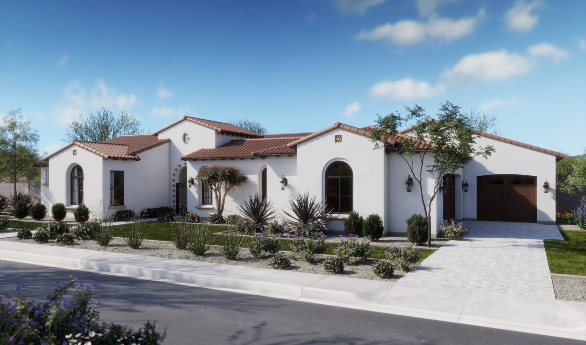 Thomas James Homes Arizona Desert Willow floorplan with a Santa Barbara exterior style