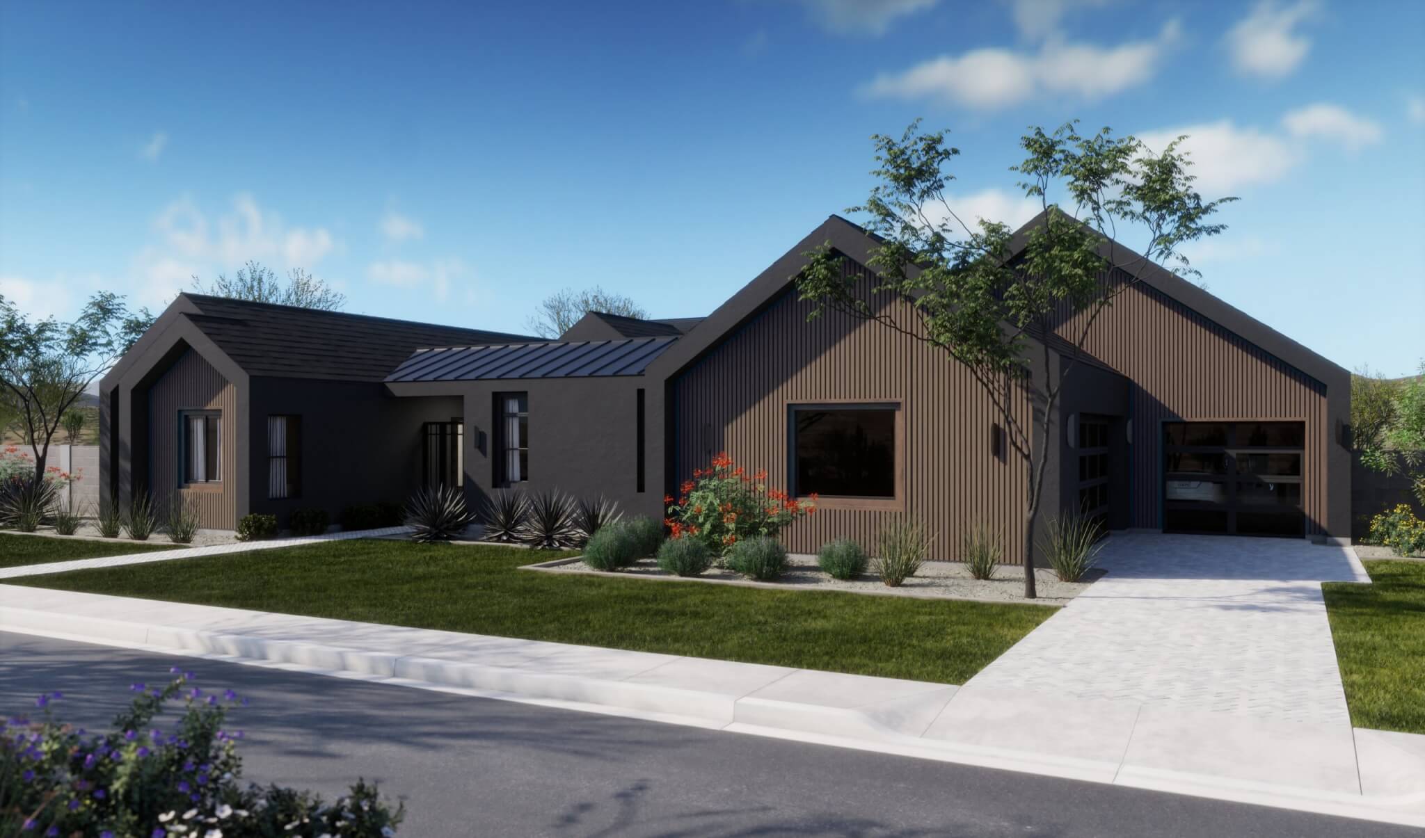 Thomas James Homes Arizona Desert Willow floorplan with a Scandinavian exterior style