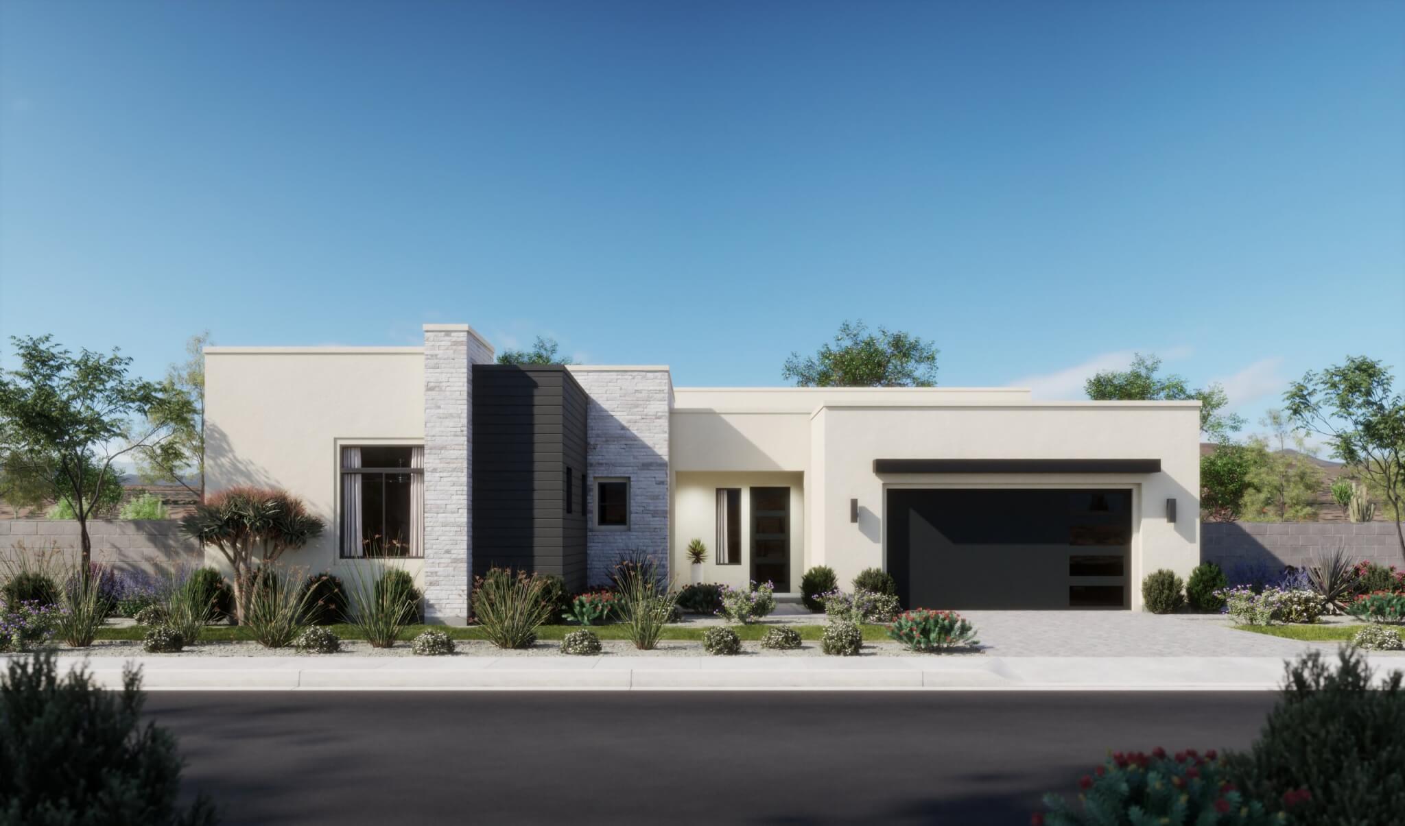 Thomas James Homes Arizona Mesquite floorplan with a Modern exterior style
