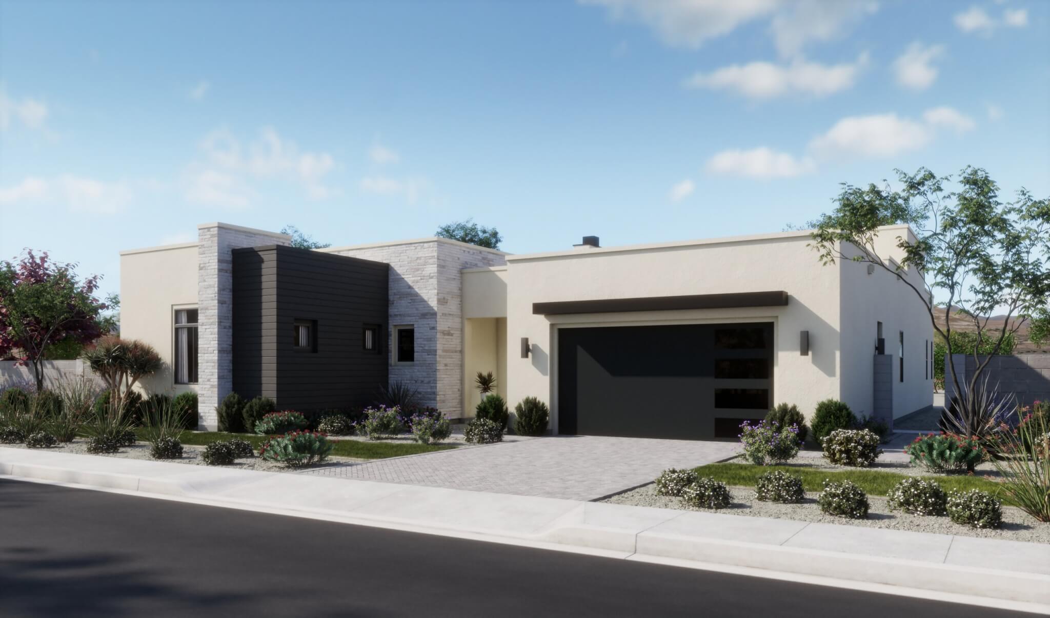 Thomas James Homes Arizona Mesquite floorplan with a Modern exterior style