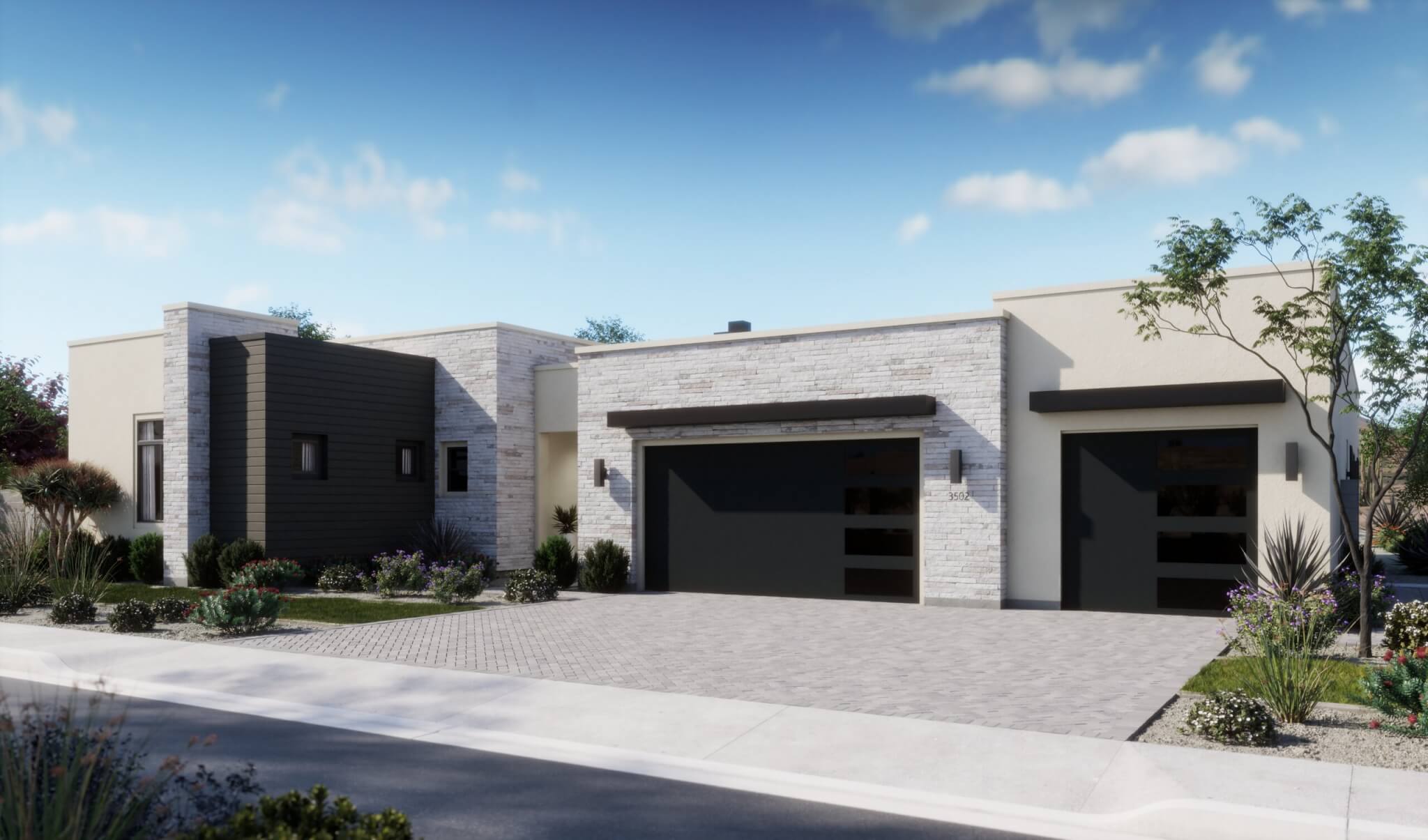 Thomas James Homes Arizona Mesquite floorplan with a Modern exterior style
