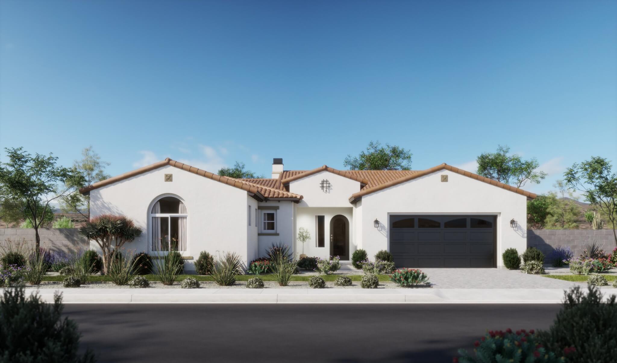 Thomas James Homes Arizona Mesquite floorplan with a Santa Barbara exterior style
