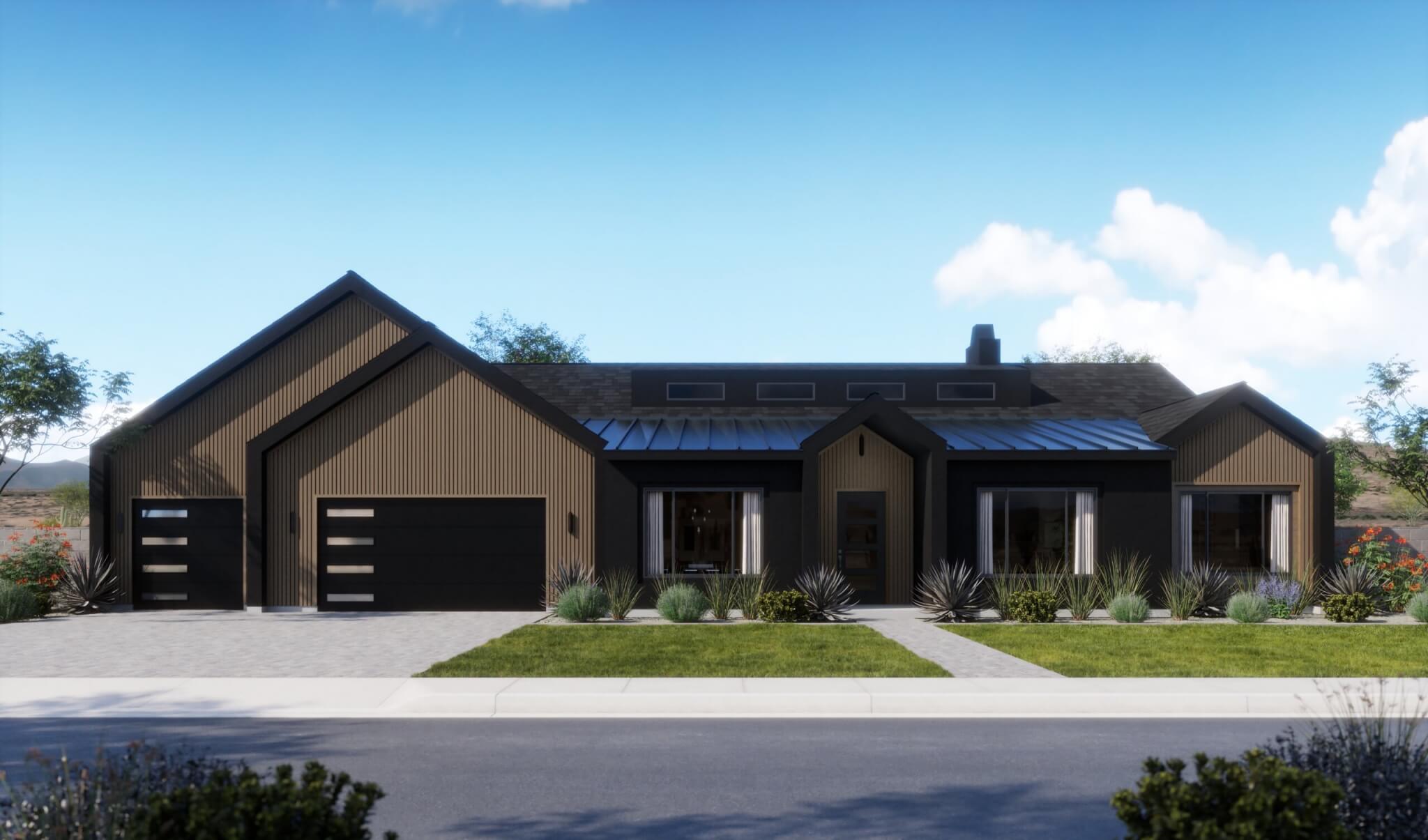 Thomas James Homes Arizona Sage floorplan with a Scandinavian exterior style