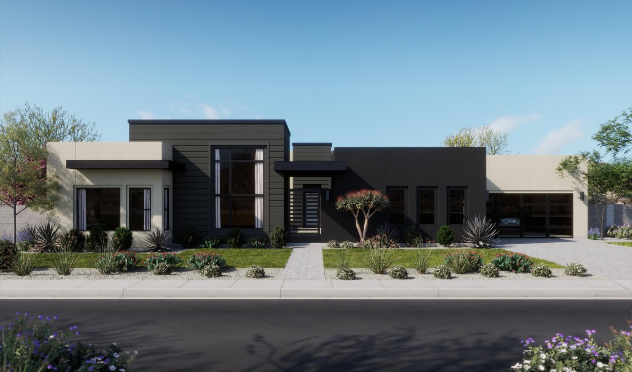 Thomas James Homes Arizona Saguaro floorplan with a Modern exterior style