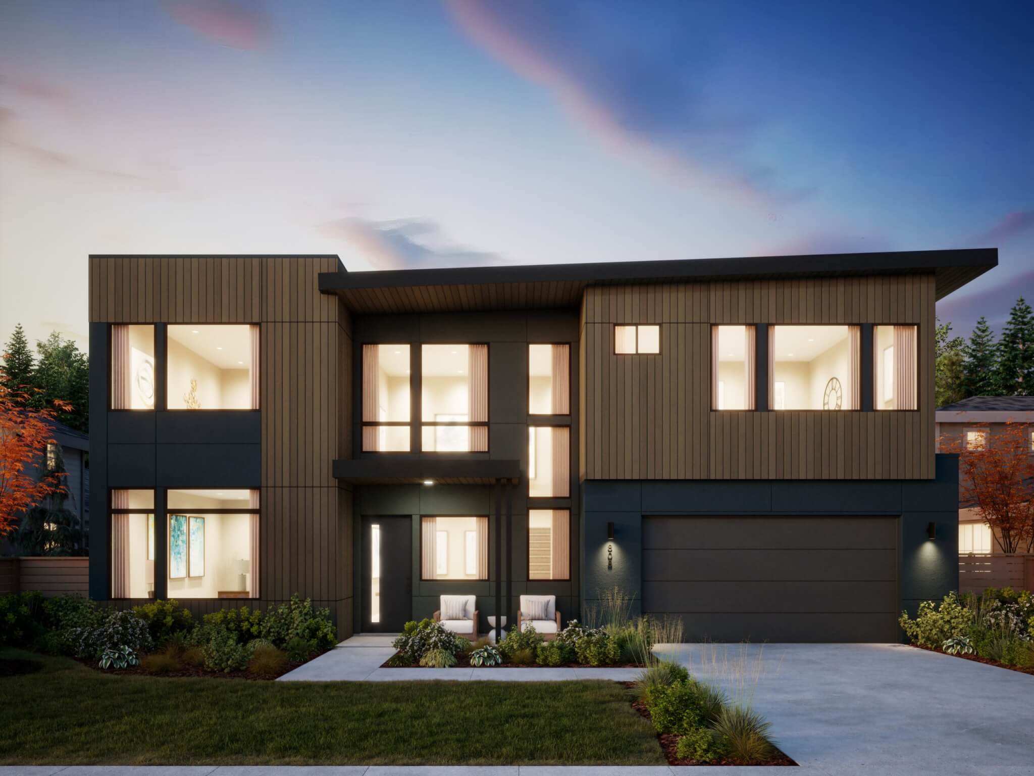 Thomas James Homes Pacific Northwest Alder floorplan with a Contemporary exterior style