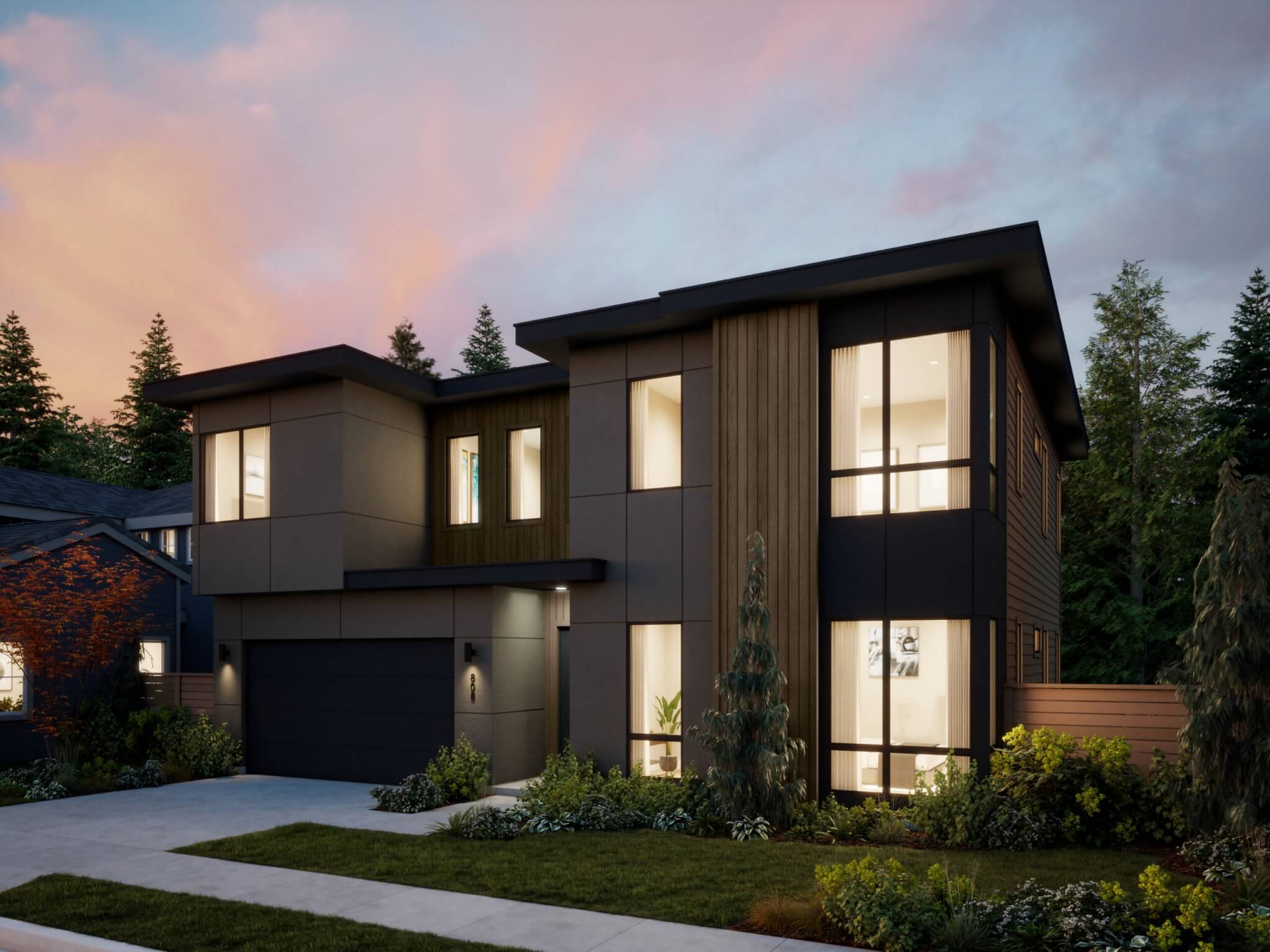 Thomas James Homes Pacific Northwest Magnolia floorplan with a Contemporary exterior style
