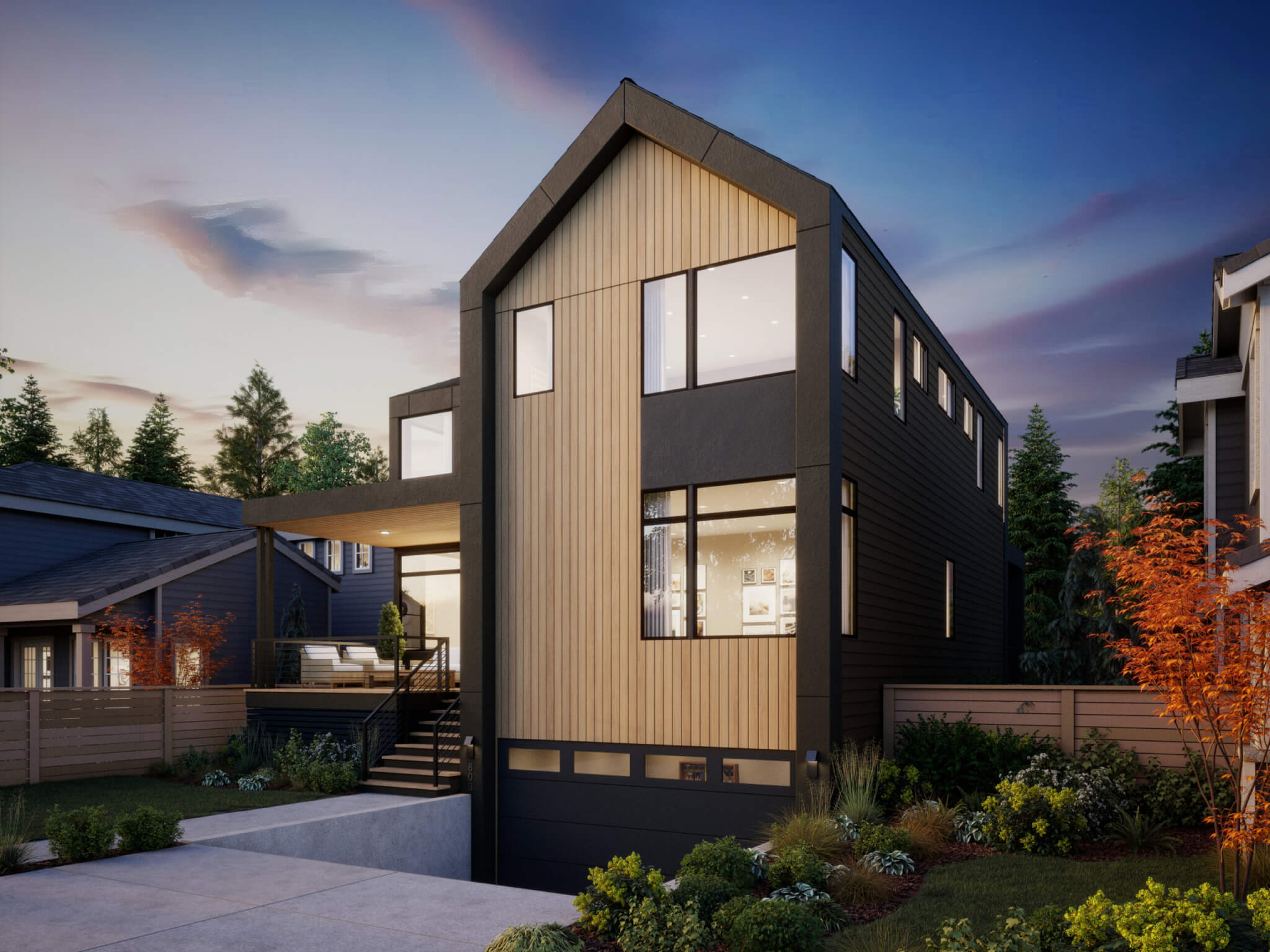 Thomas James Homes Pacific Northwest Mercer floorplan with a Scandinavian exterior style
