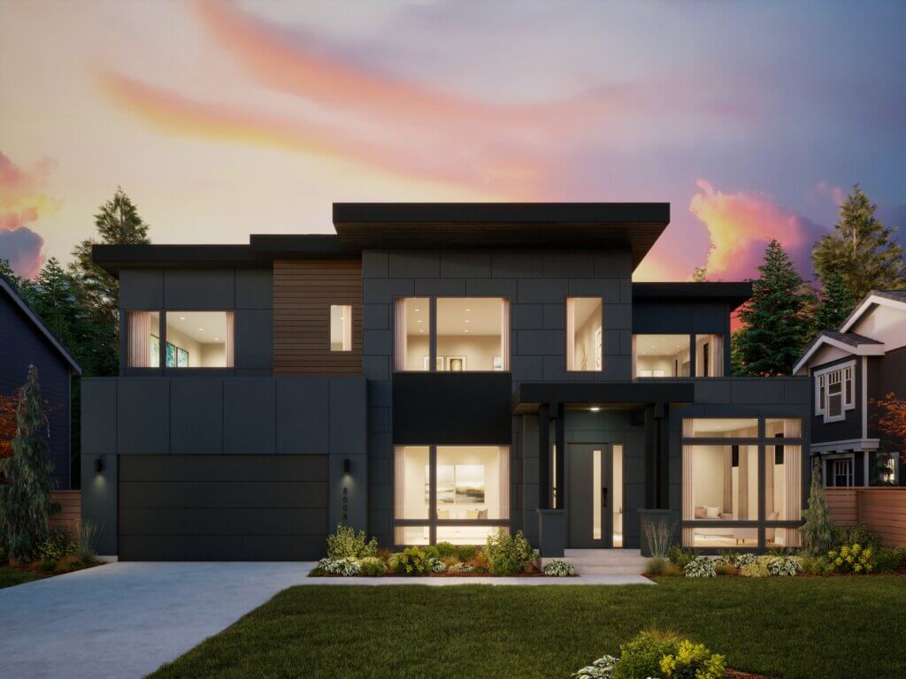 Thomas James Homes Pacific Northwest Sawyer floorplan with a Contemporary exterior style