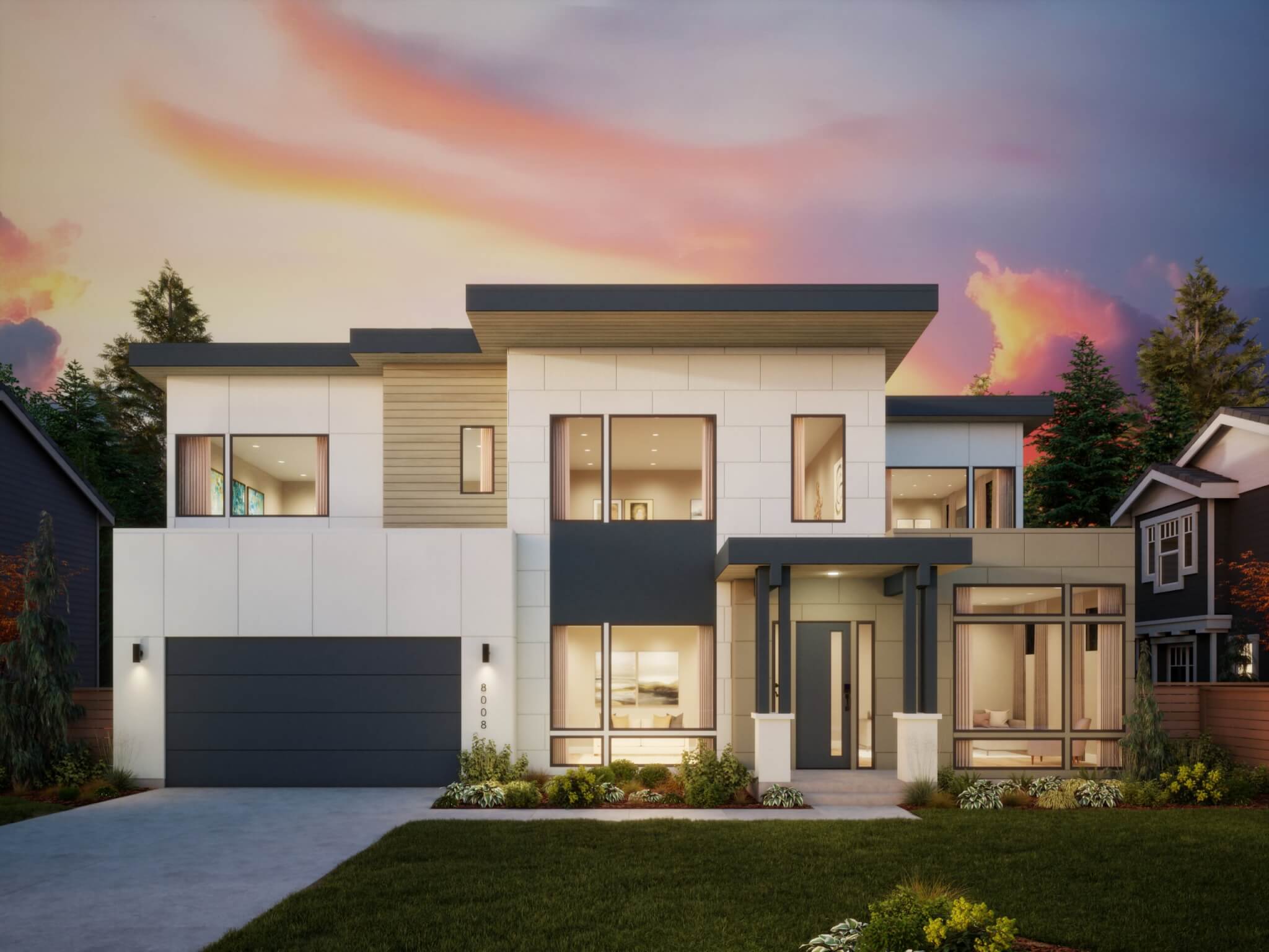 Thomas James Homes Pacific Northwest Sawyer floorplan with a Contemporary exterior style