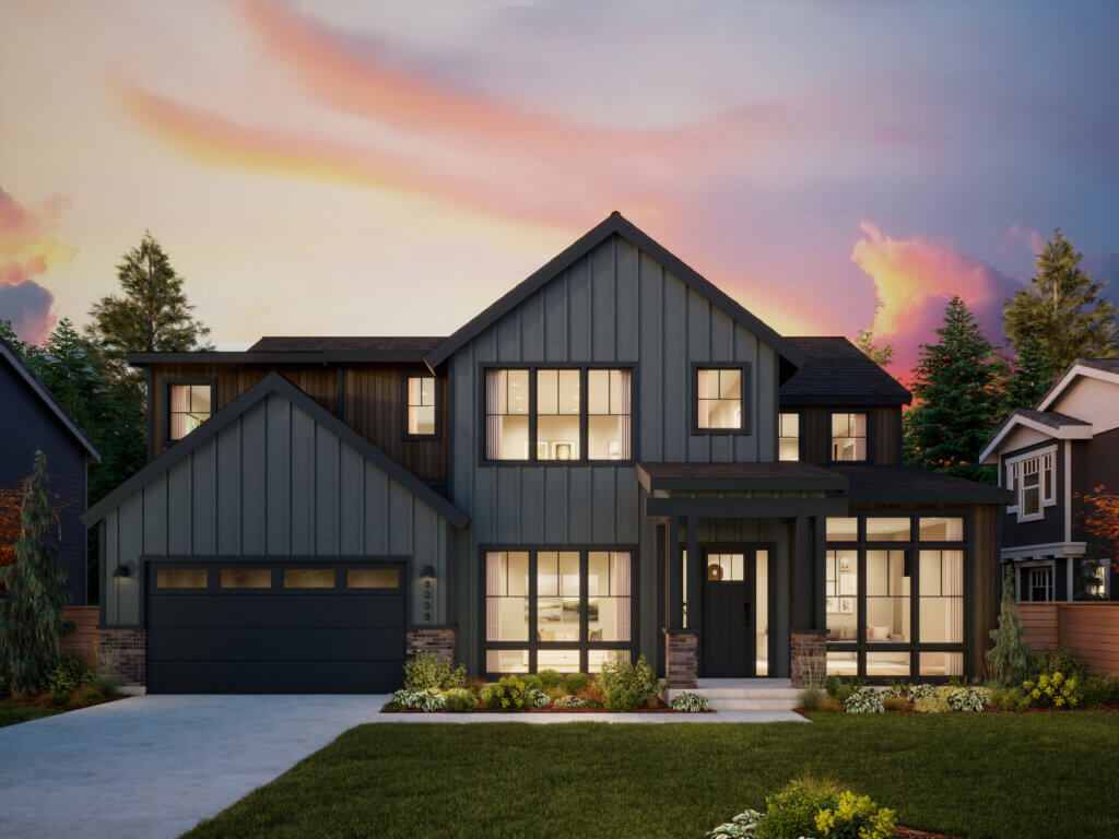 Thomas James Homes Pacific Northwest Sawyer floorplan with a Modern Farmhouse exterior style