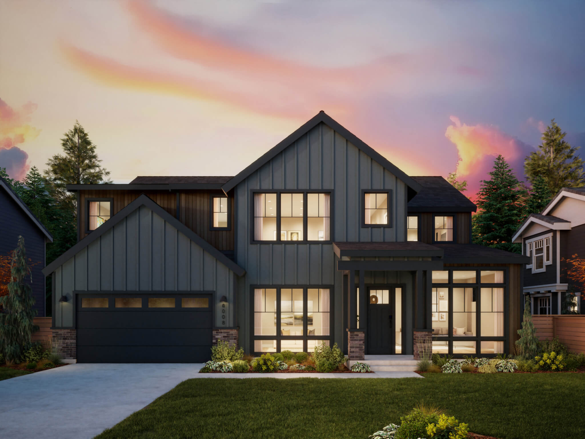Thomas James Homes Pacific Northwest Sawyer floorplan with a Modern Farmhouse exterior style