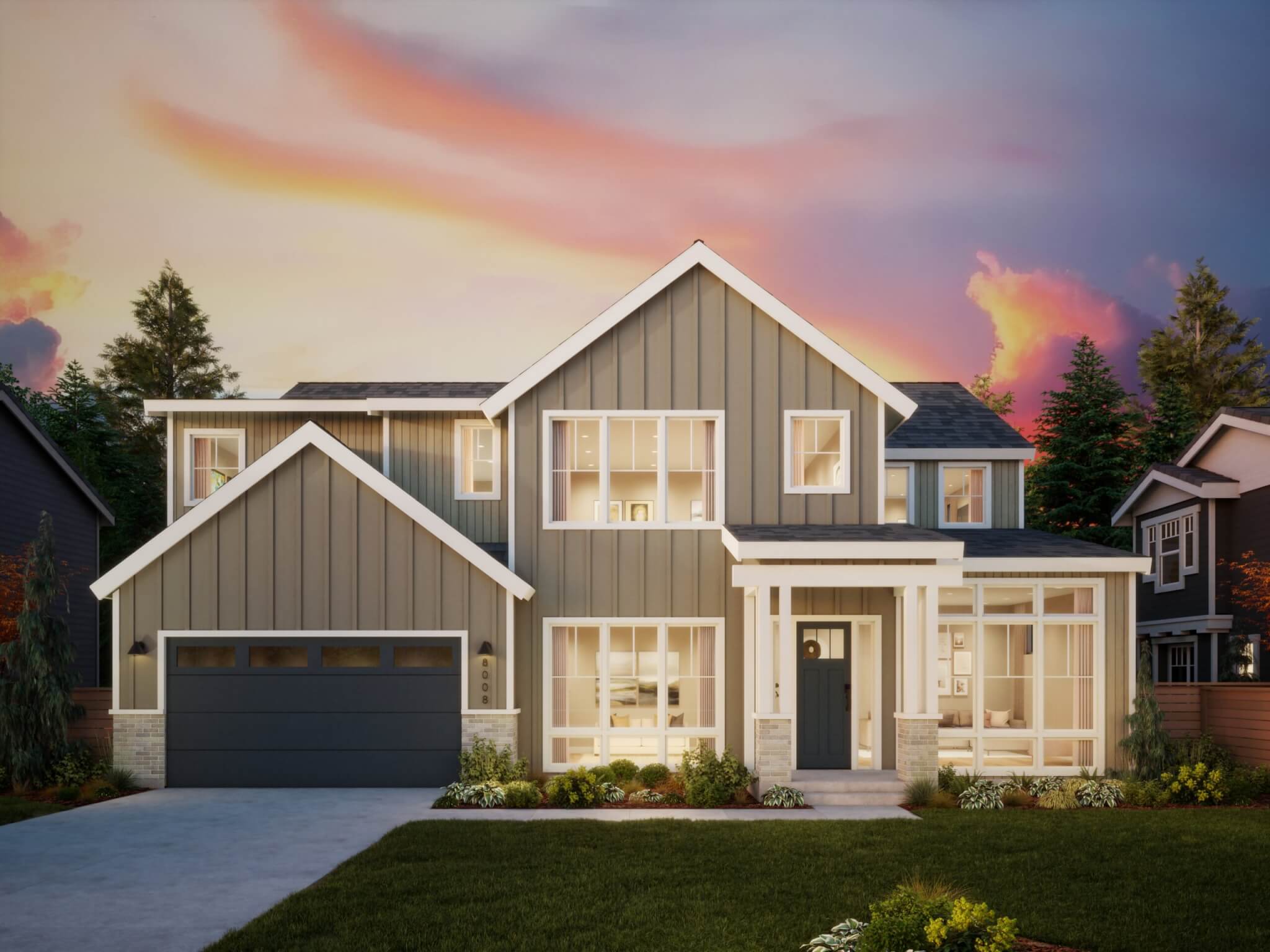Thomas James Homes Pacific Northwest Sawyer floorplan with a Modern Farmhouse exterior style