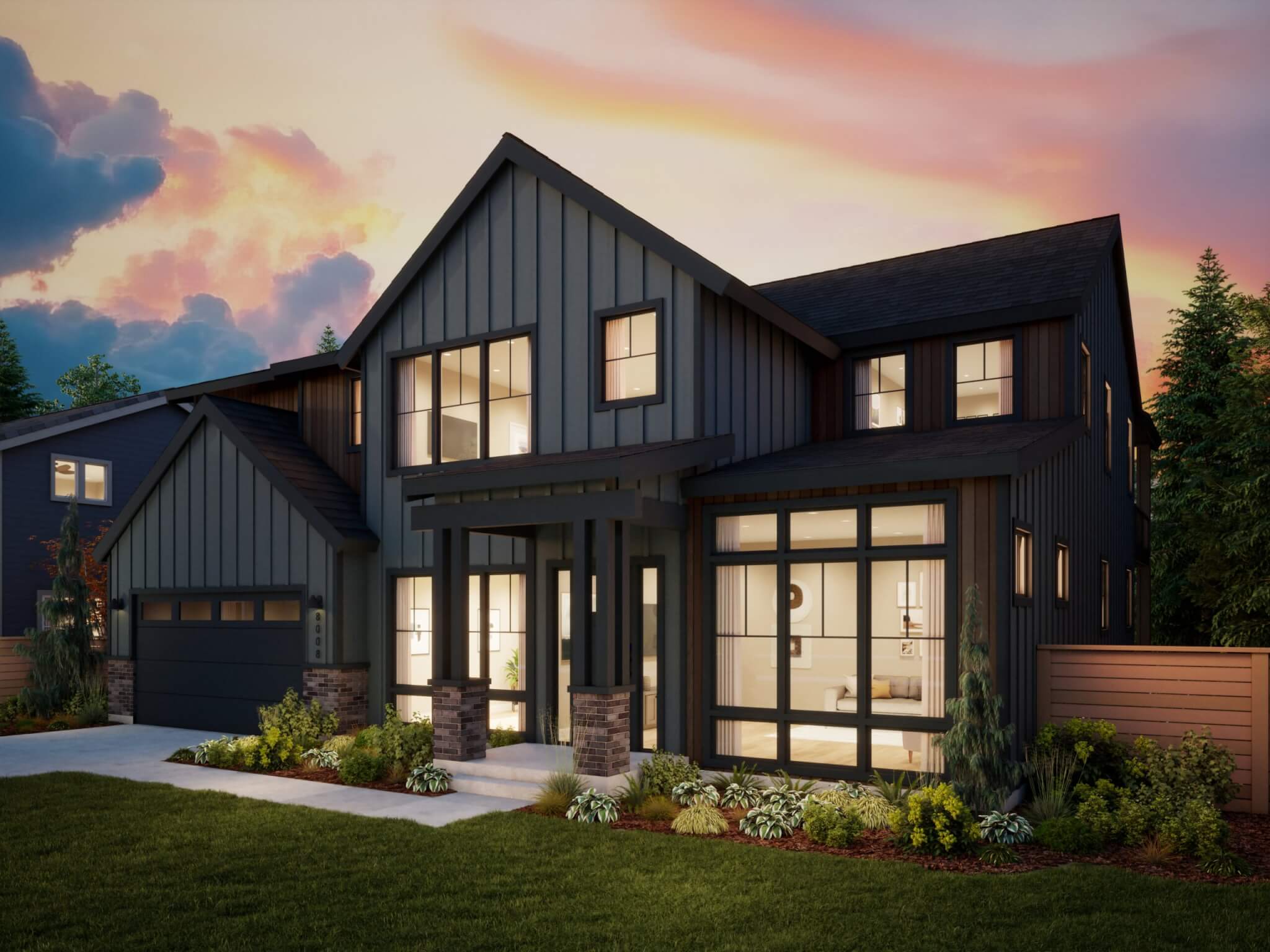 Thomas James Homes Pacific Northwest Sawyer floorplan with a Modern Farmhouse exterior style