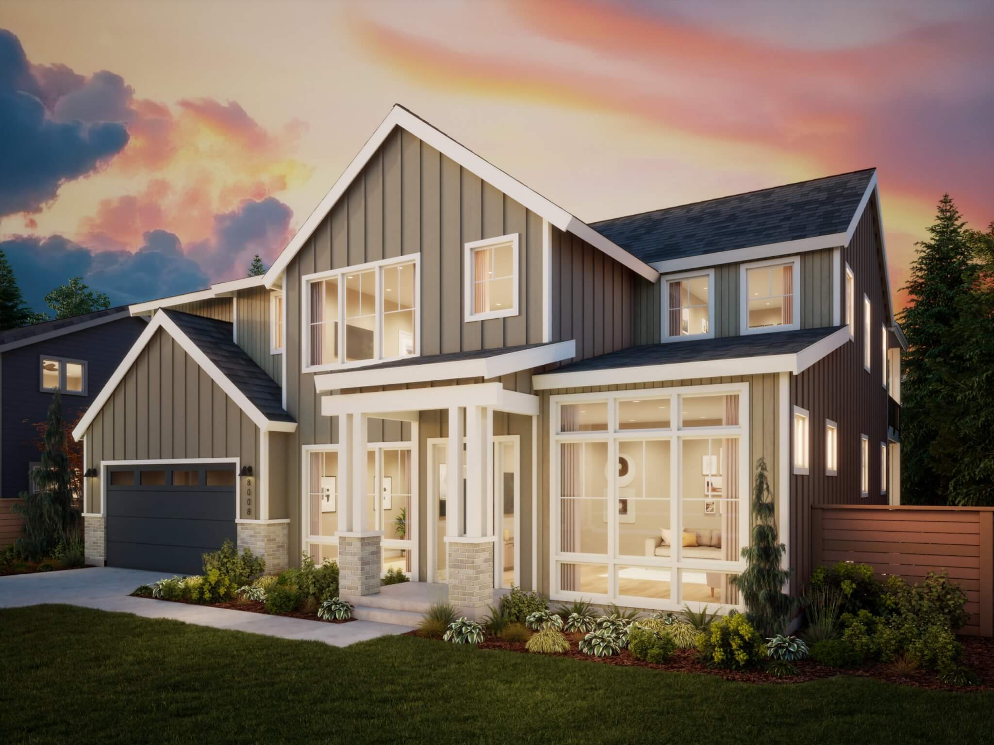 Thomas James Homes Pacific Northwest Sawyer floorplan with a Modern Farmhouse exterior style