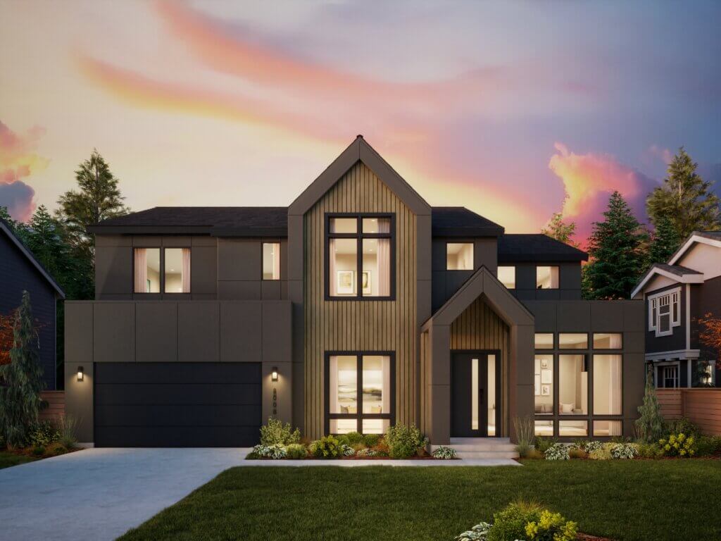 Thomas James Homes Pacific Northwest Sawyer floorplan with a Scandinavian exterior style