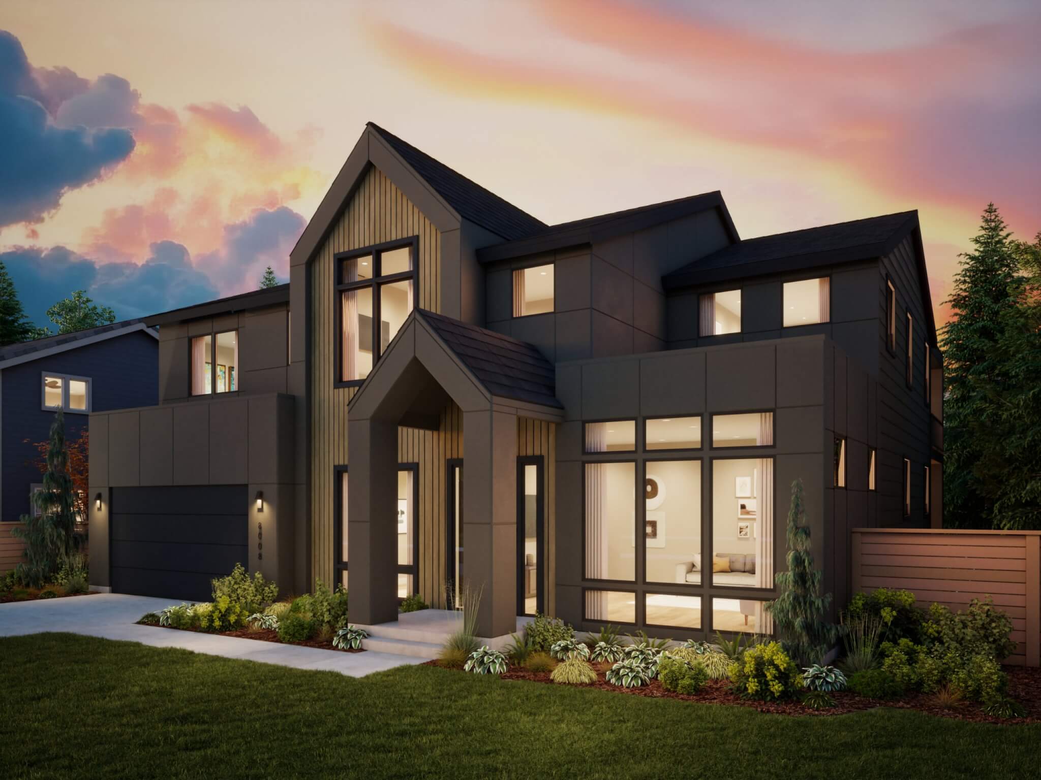 Thomas James Homes Pacific Northwest Sawyer floorplan with a Scandinavian exterior style