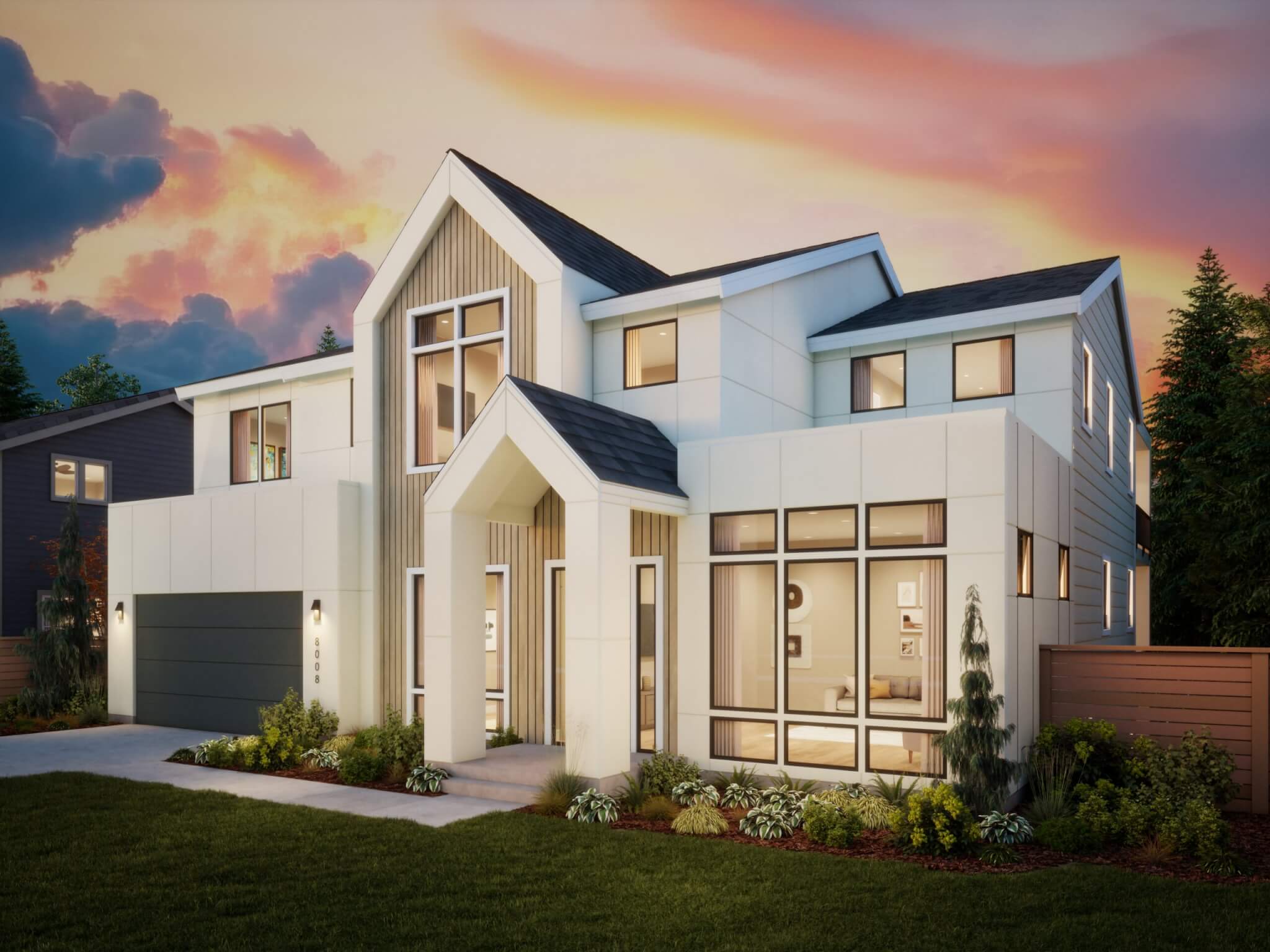 Thomas James Homes Pacific Northwest Sawyer floorplan with a Scandinavian exterior style