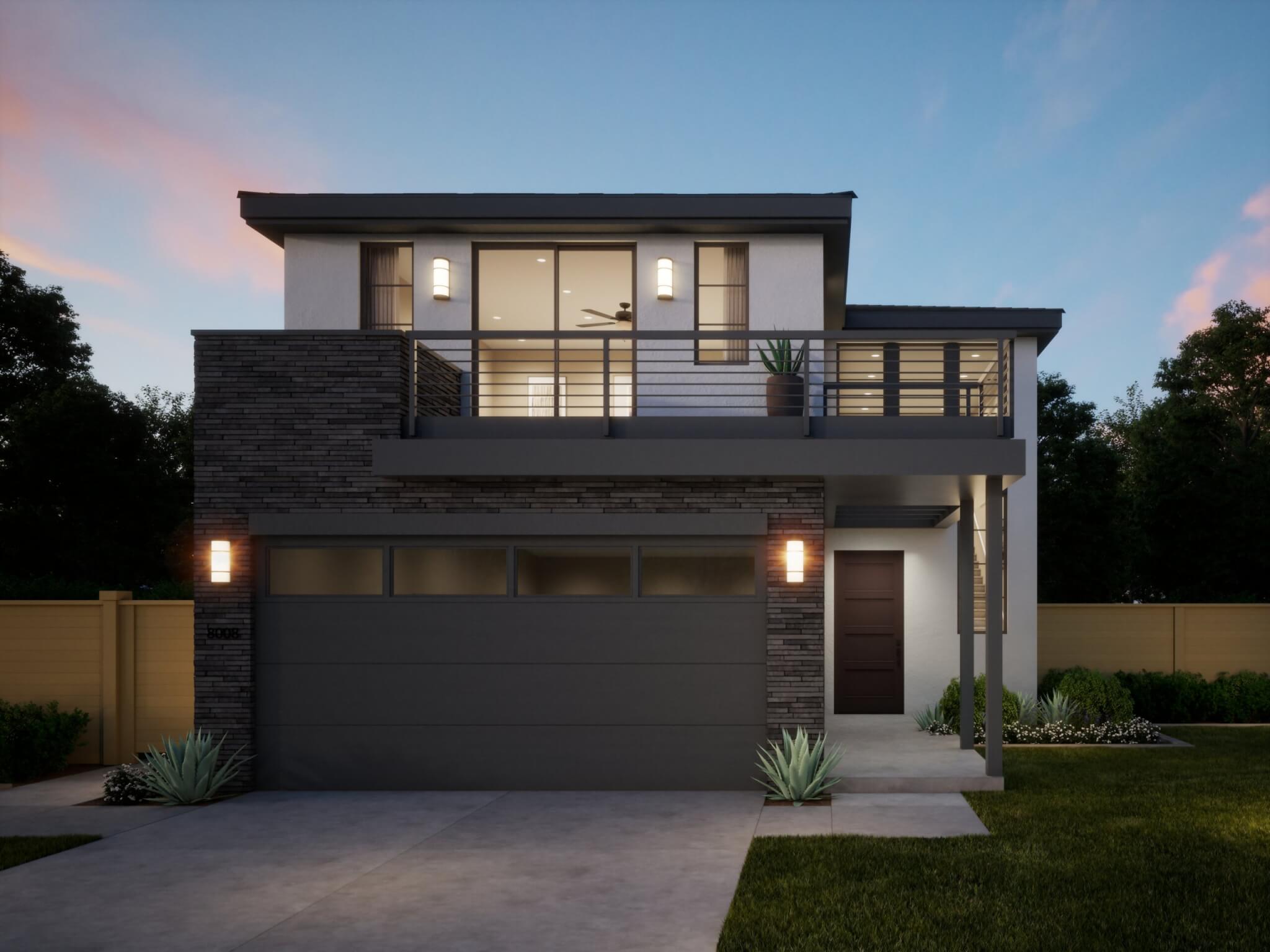 Thomas James Homes Southern California Ponderosa floorplan with a Transitional exterior style