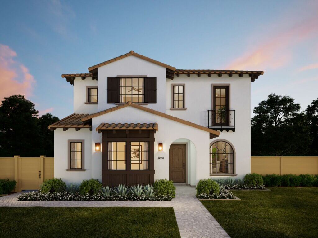 Thomas James Homes Southern California Centinela floorplan with a Spanish exterior style