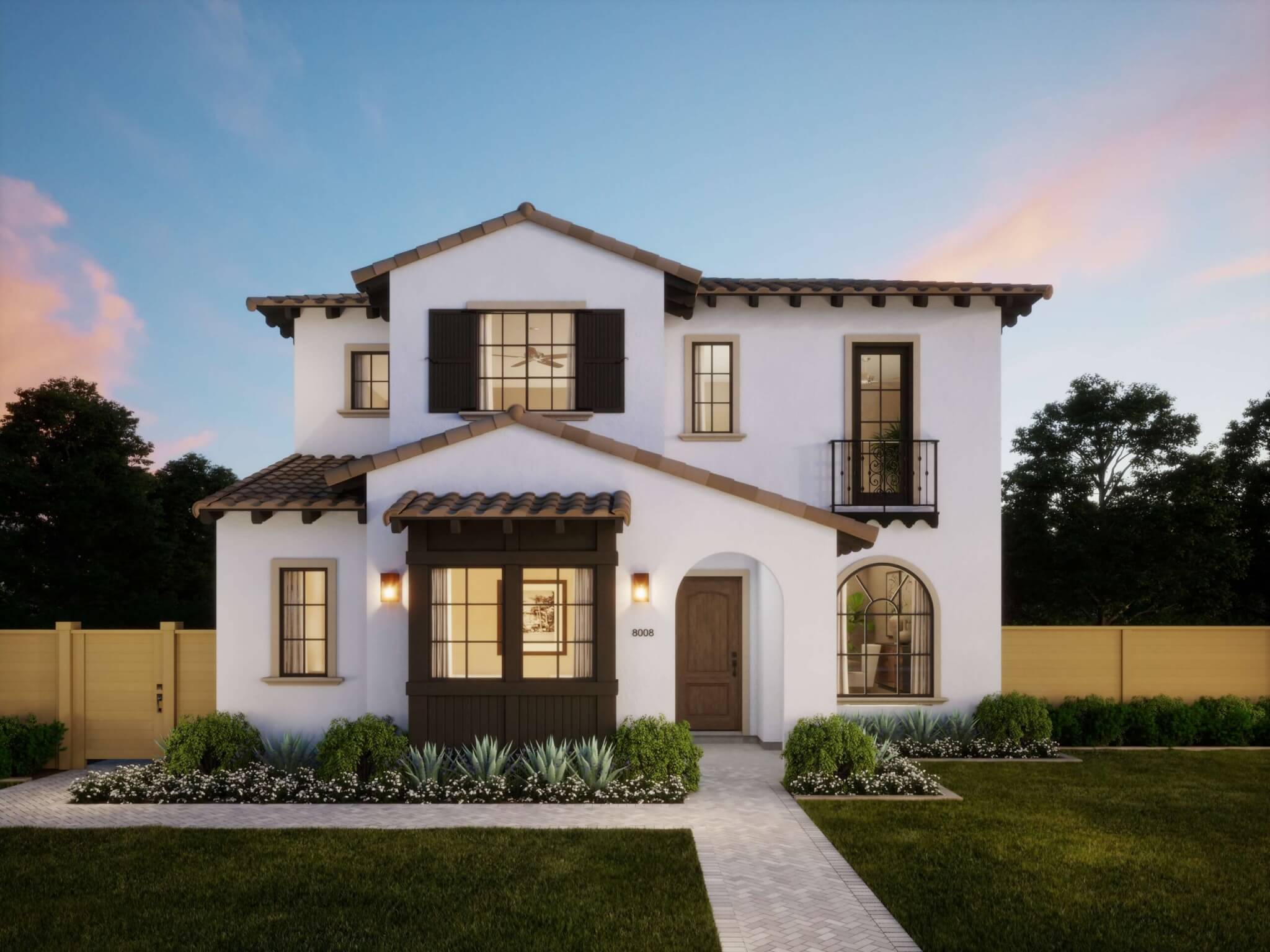 Thomas James Homes Southern California Centinela floorplan with a Spanish exterior style