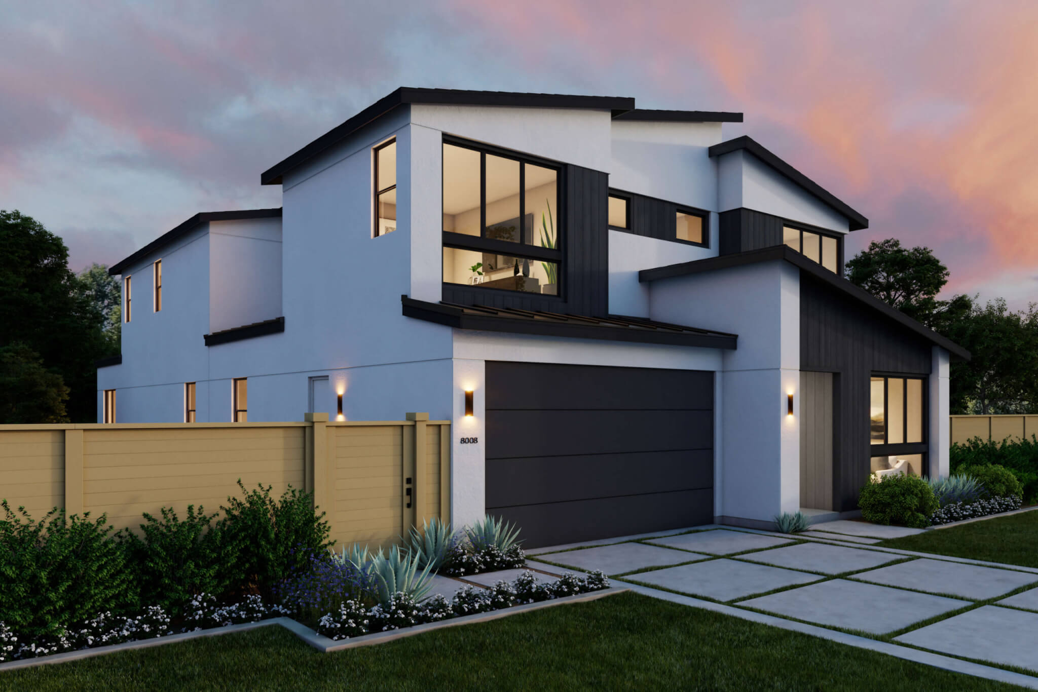 Thomas James Homes Southern California Hawthorne floorplan with a Modern exterior style