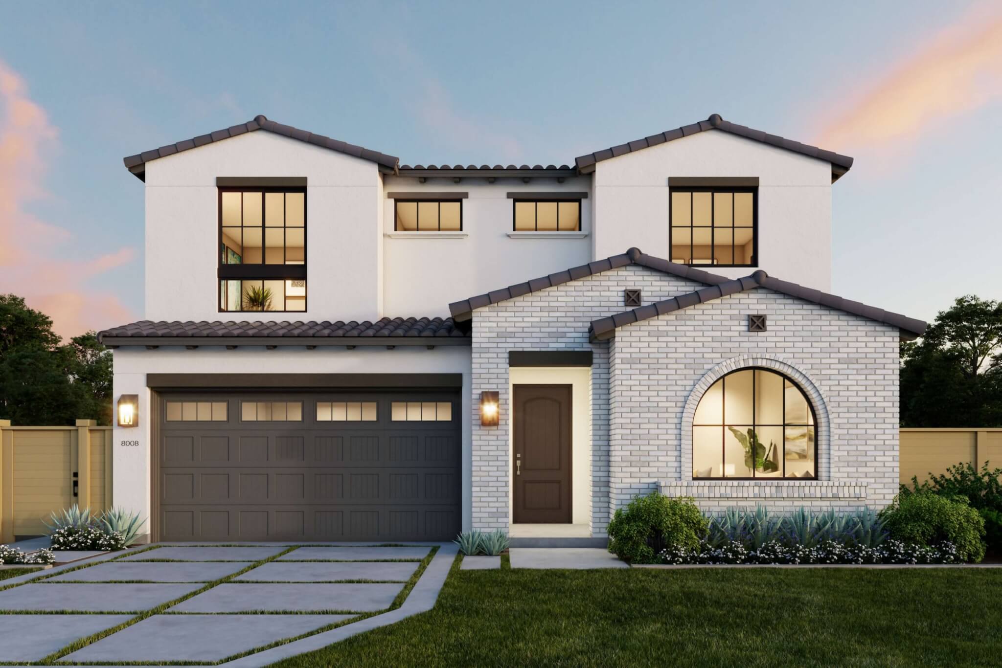 Thomas James Homes Southern California Hawthorne floorplan with a Spanish exterior style