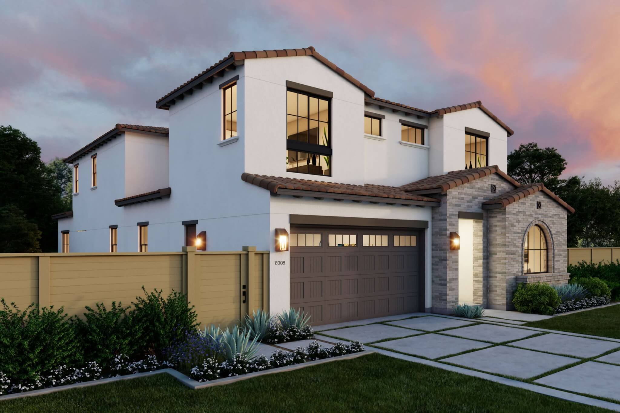 Thomas James Homes Southern California Hawthorne floorplan with a Spanish exterior style
