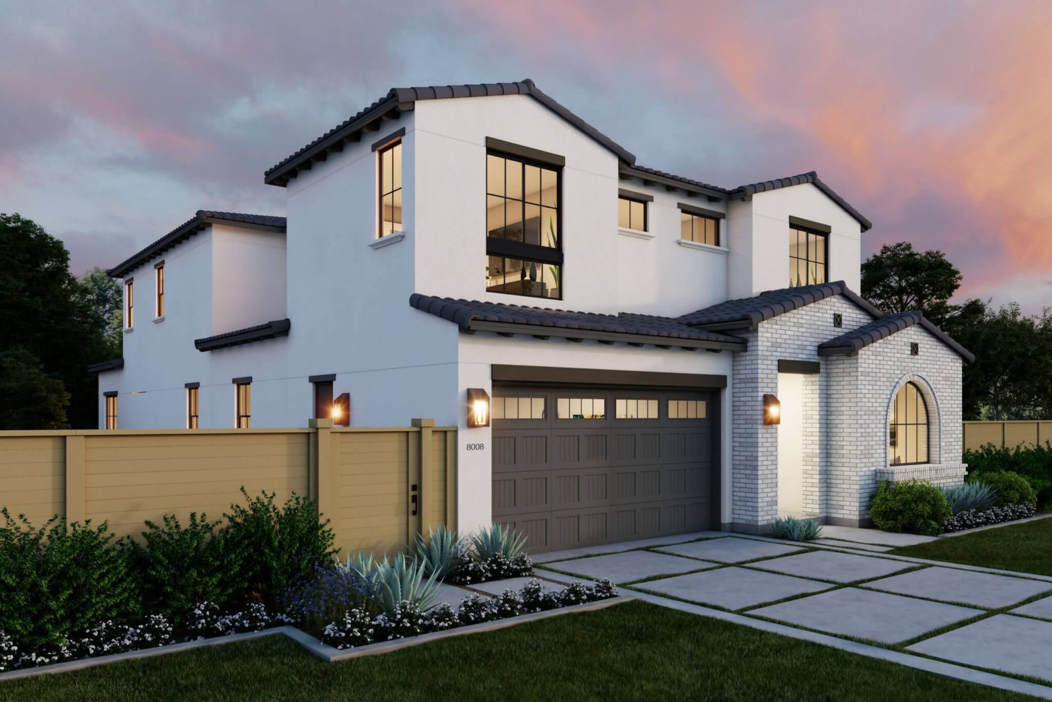 Thomas James Homes Southern California Hawthorne floorplan with a Spanish exterior style