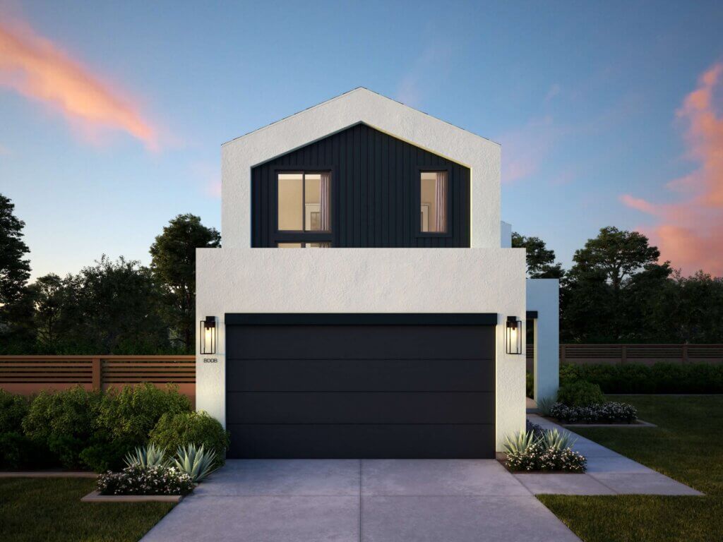 Thomas James Homes Southern California Myrtle floorplan with a Modern exterior style