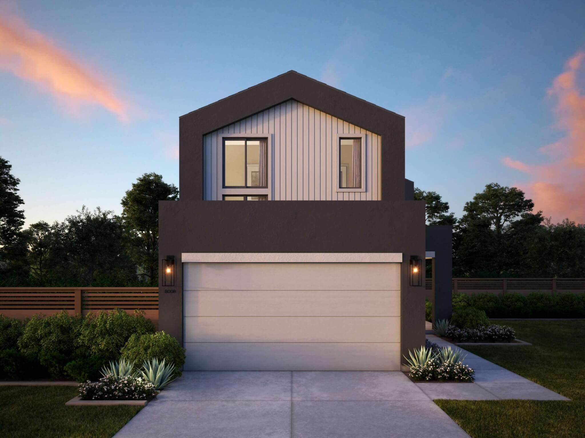 Thomas James Homes Southern California Myrtle floorplan with a Modern exterior style