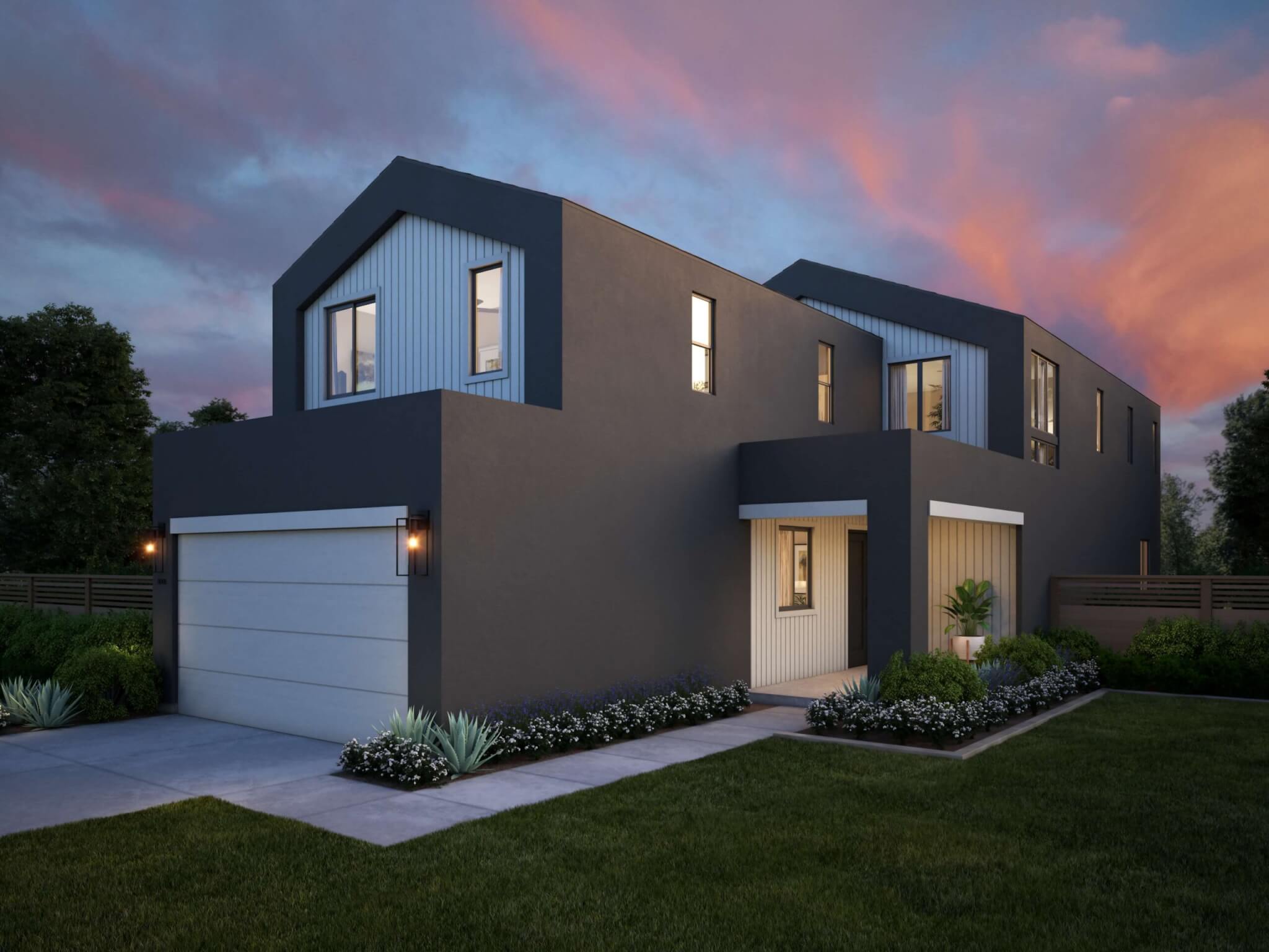 Thomas James Homes Southern California Myrtle floorplan with a Modern exterior style