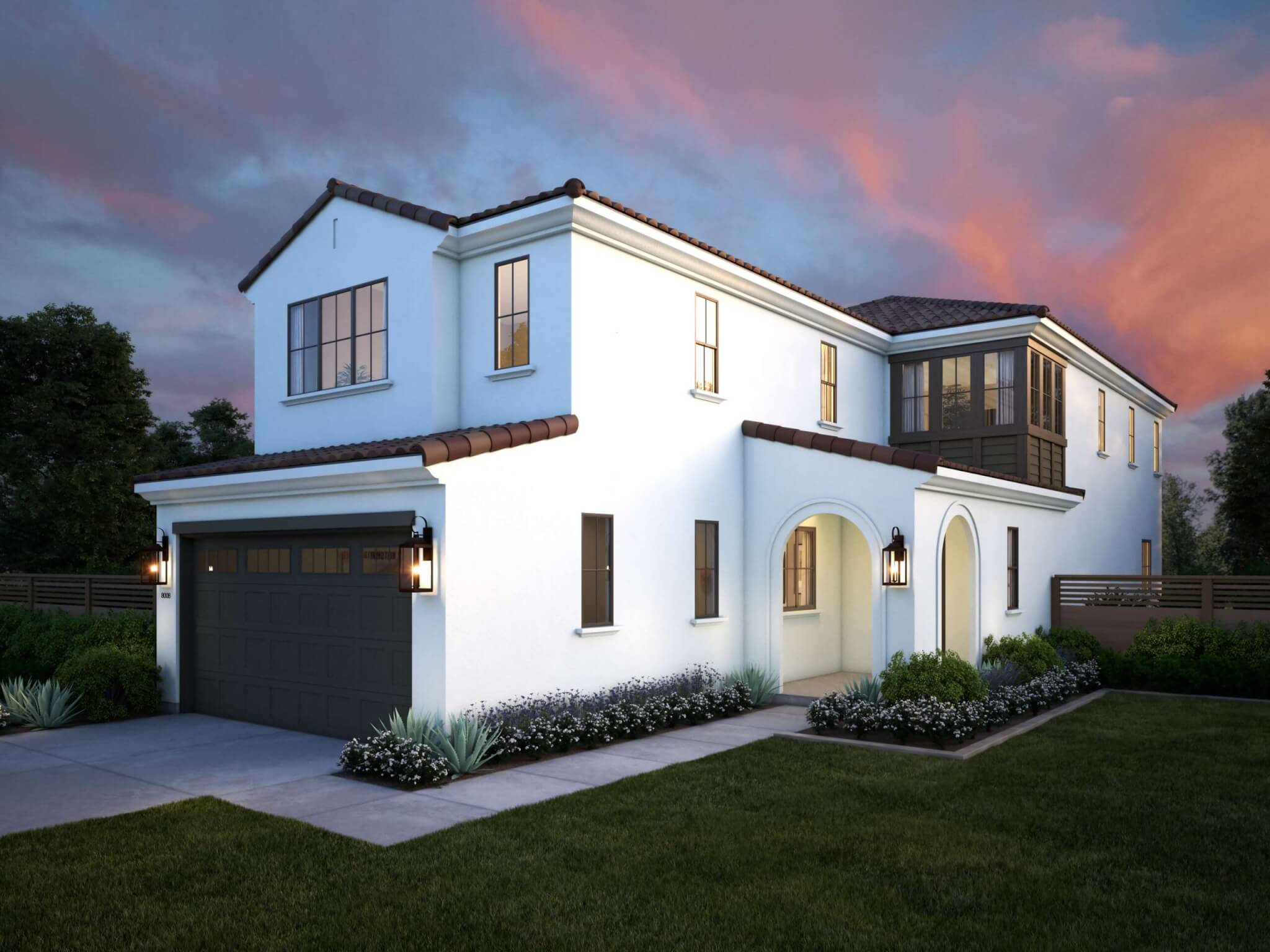 Thomas James Homes Southern California Myrtle floorplan with a Spanish exterior style