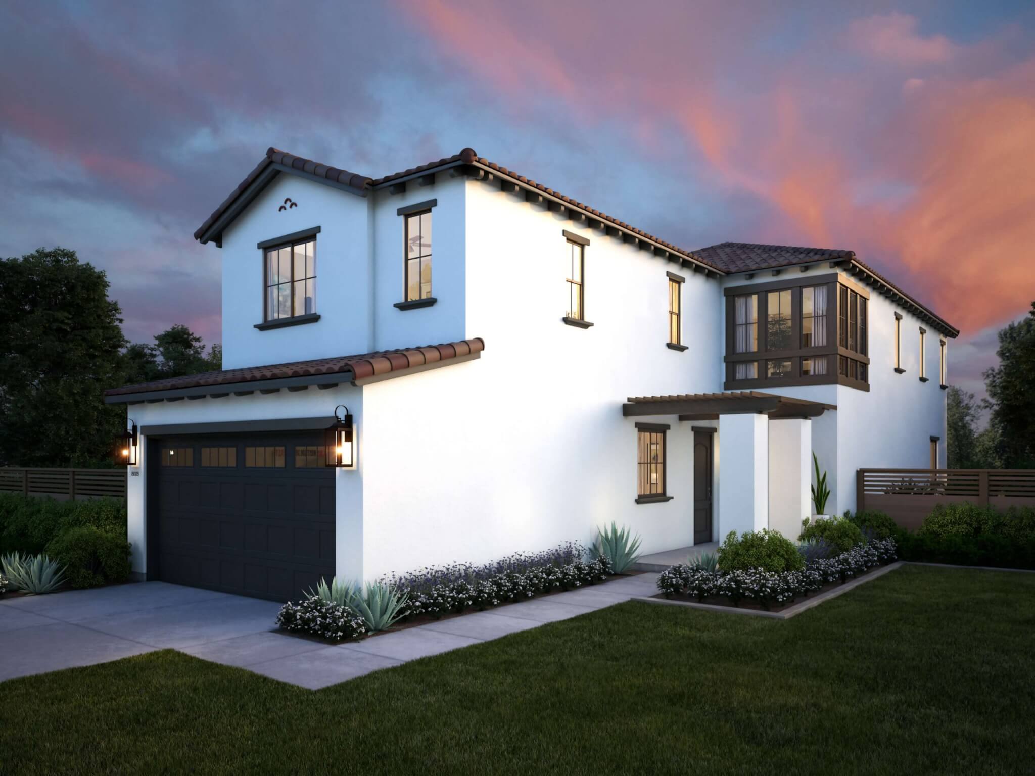 Thomas James Homes Southern California Myrtle floorplan with a Spanish exterior style