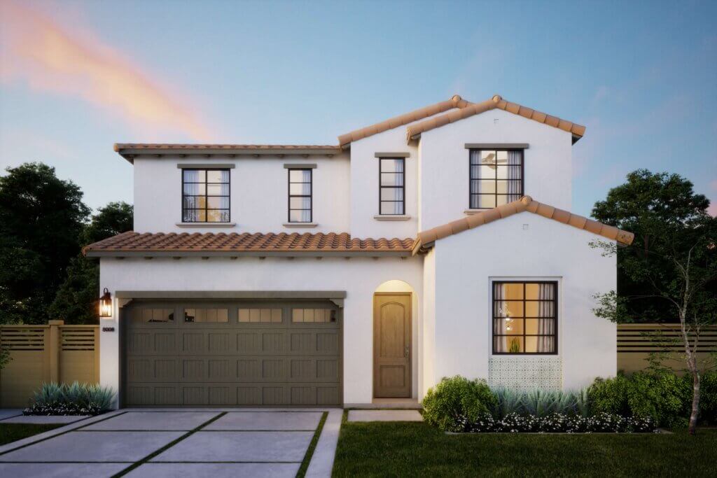 Thomas James Homes Southern California Ojai floorplan with a Spanish exterior style