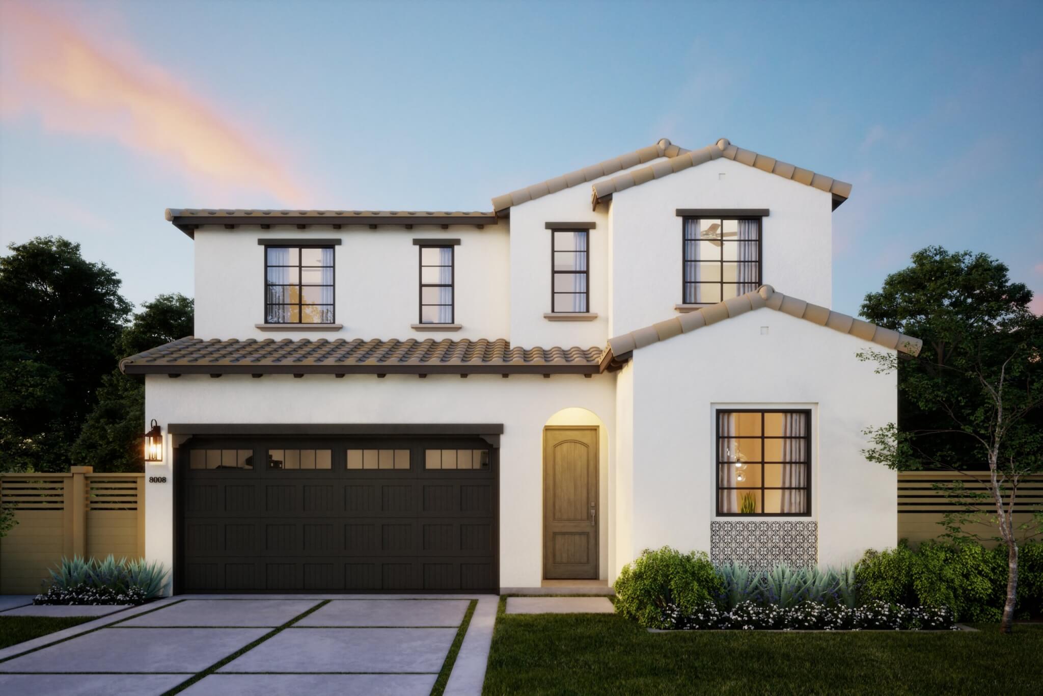 Thomas James Homes Southern California Ojai floorplan with a Spanish exterior style