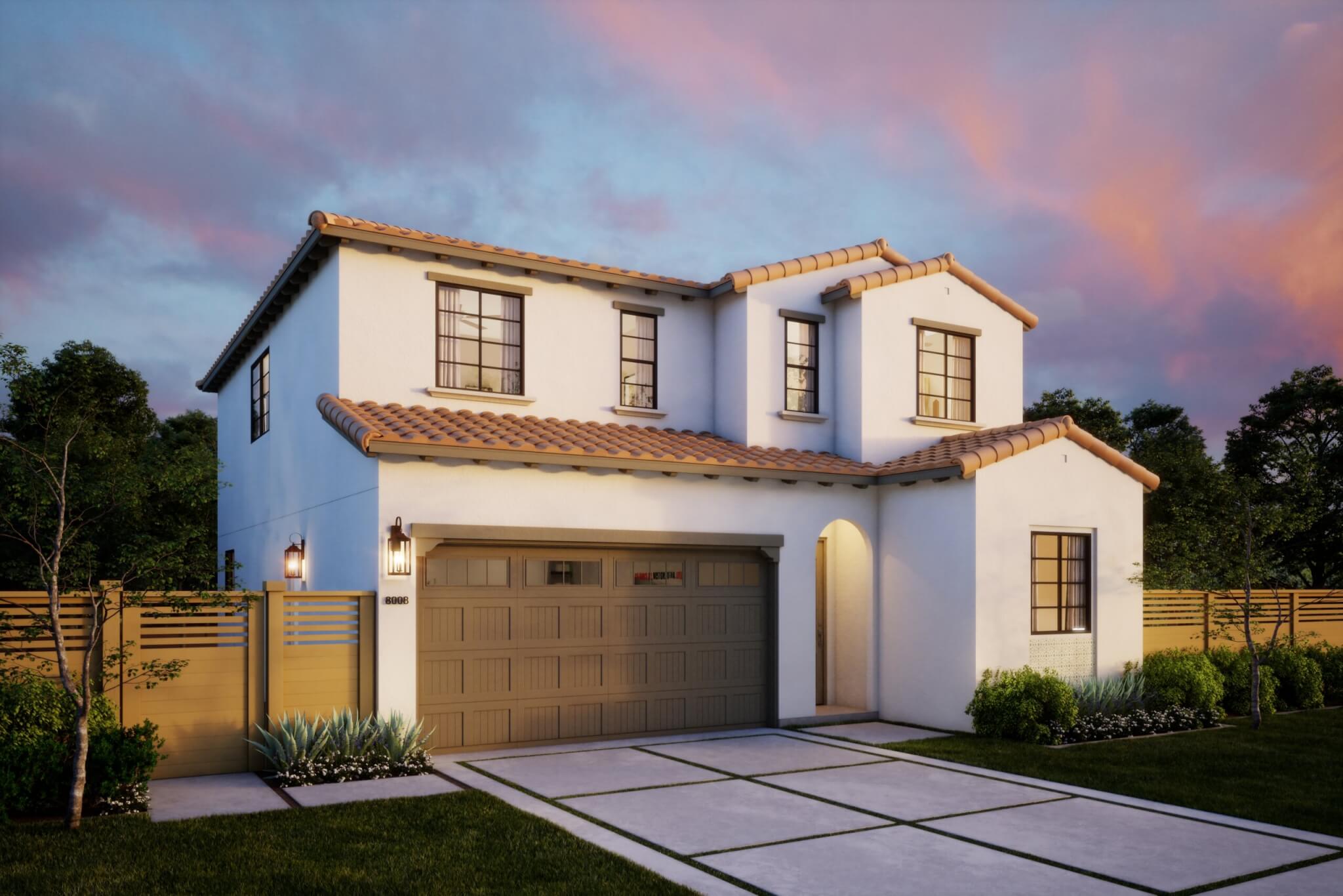 Thomas James Homes Southern California Ojai floorplan with a Spanish exterior style